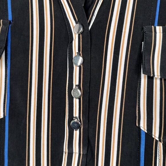 Cocomo Women's Plus Size 3X Black Multicolor Stripe Print Pintuck 3/4 Sleeve Top - Picture 4 of 7